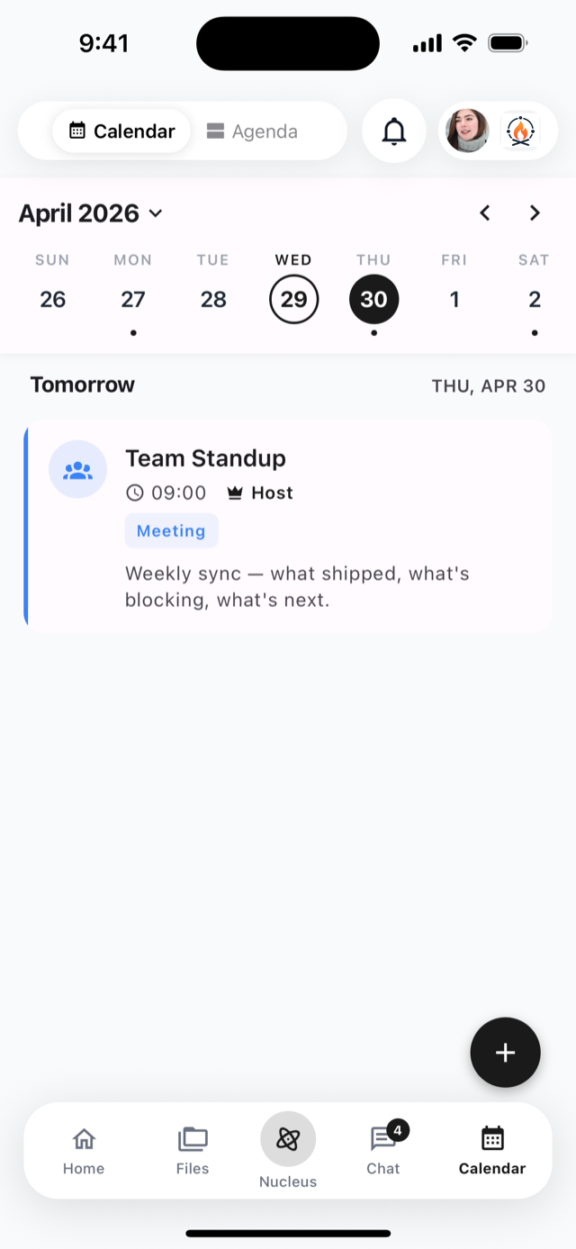 Campfire team app for restaurants and small businesses — Calendar