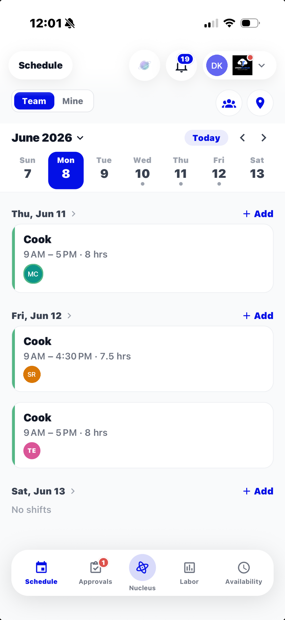Campfire team app for restaurants and small businesses — Scheduling