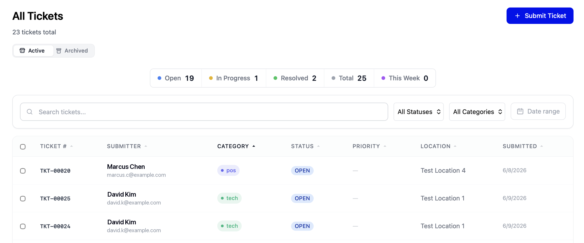 Campfire ticketing software on the web — All tickets
